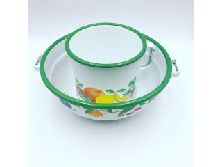 Pentola e bicchiere smaltati vintage 